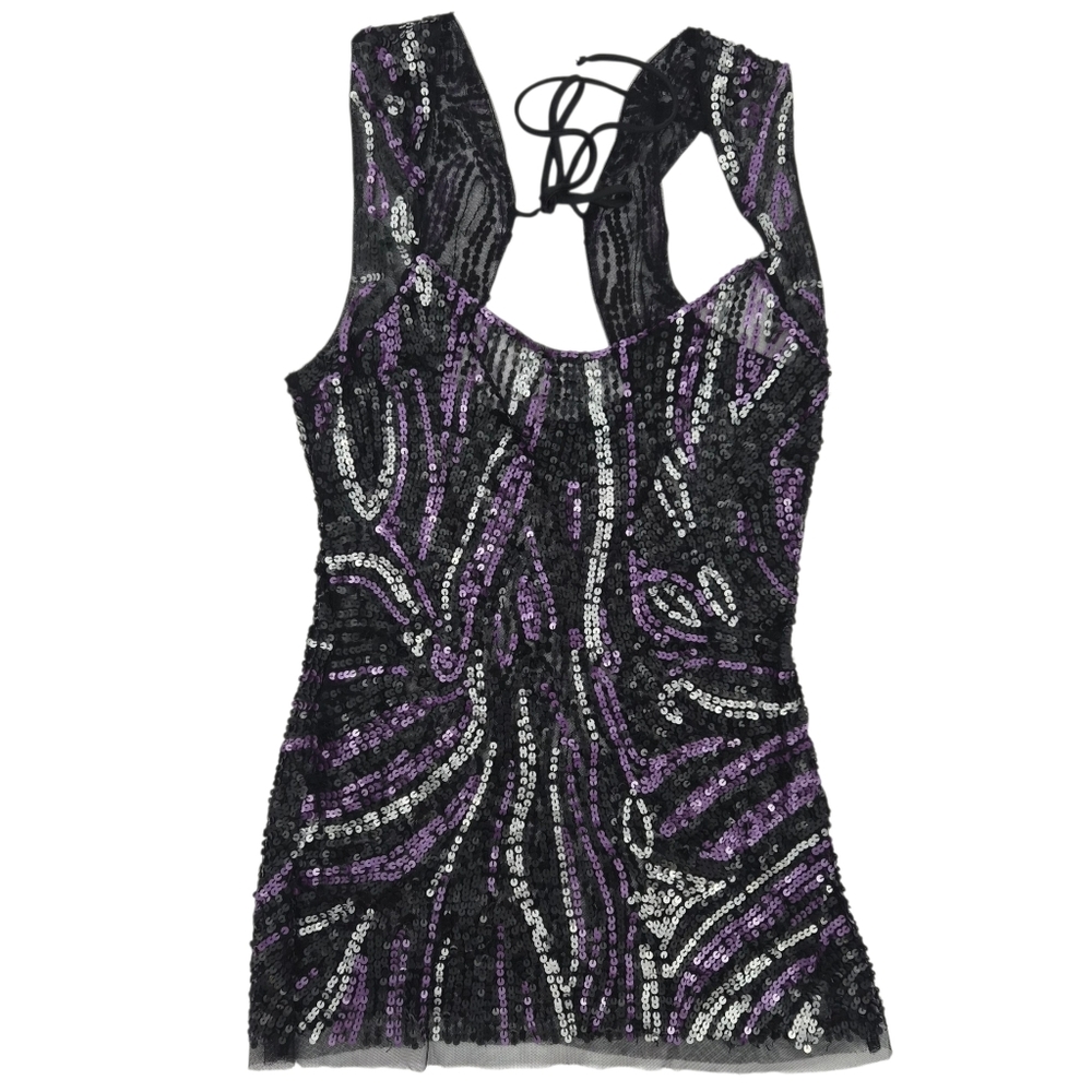 Arden B Y2K vintage Purple Black Silver sequin Club‎ Party Event top